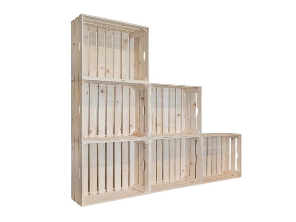 Bücherregal aus kleinen Holzkisten 150 x 120 x 20 cm