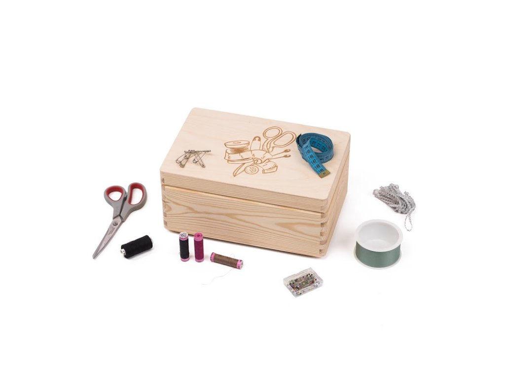 Holzbox für Nähzubehör