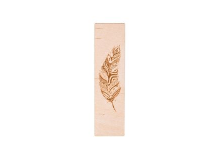 Lesezeichen aus Holz mit Feder