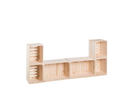 Wohnwand aus kleinen Holzkisten 80 x 180 x 30 cm