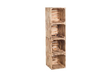 Regal aus geflammten Holzkisten 120 x 30 x 35 cm