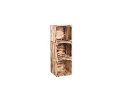 Regal aus geflammten Holzkisten 90 x 30 x 35 cm