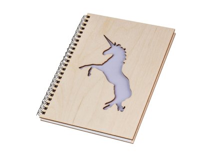 Notizbuch aus Holz A5 – Einhorn
