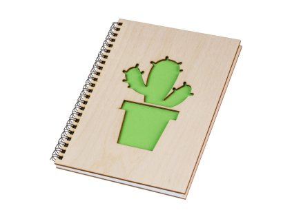 Notizbuch aus Holz A5 – Kaktus II