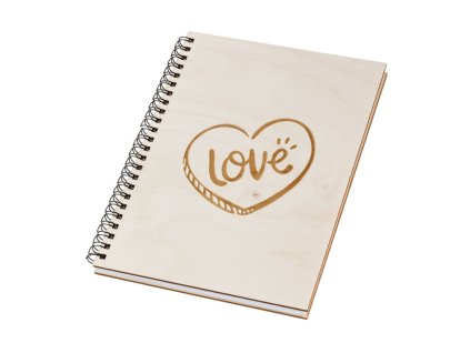 Notizbuch aus Holz A5 – Love