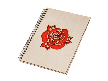 Notizbuch aus Holz A5 – Rose