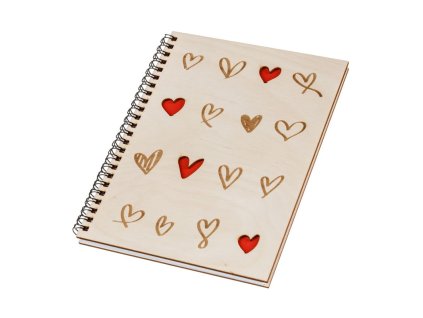 Notizbuch aus Holz A5 – Herzen