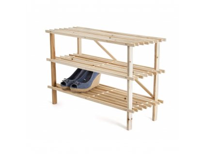 Dreistöckiges Schuhregal aus Holz – 74 x 48,5 x 26 cm