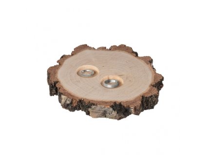 Unterlage für Trauringe mit Rinde