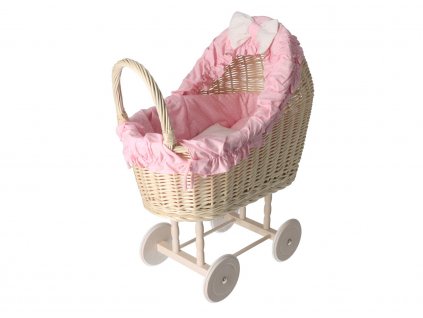 Rattan Puppenwagen weiß