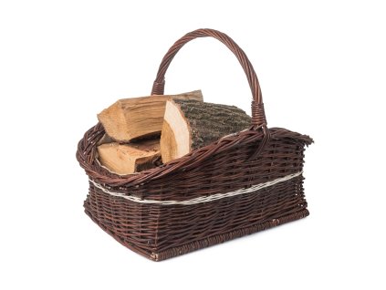 Weidenkorb für Holz dunkel dekoriert
