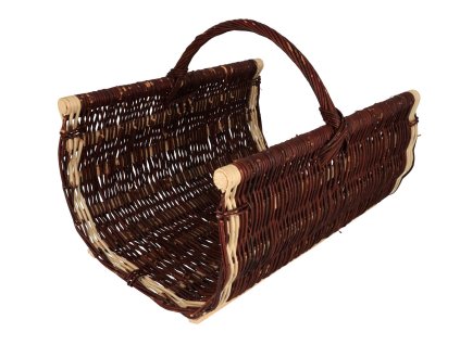 Weidenkorb für Holz abgerundet dunkel