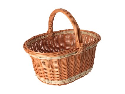 Weiden-Einkaufskorb natur mit weißem Streifen