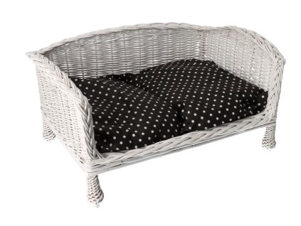 Hundebett aus Weide auf Beinen – weiß