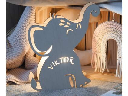 Kinderwandleuchte mit Namen - Elefant