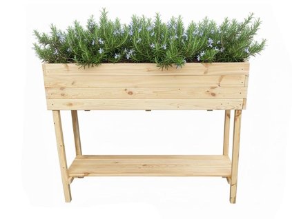 Holz-Blumenkasten mit Regal 120 cm - Kiefer