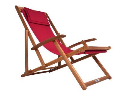 58693 6 zahradni lehatko z akacioveho dreva cervene