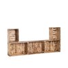 Wohnwand aus geflammten Holzkisten 79 x 180 x 24 cm