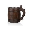 Eichenholz-Maßkrug mit Edelstahleinsatz – dunkel