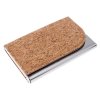Visitenkartenhalter aus Metall mit Korkoberfläche