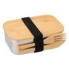 Edelstahlbox mit Bambusdeckel und Besteck